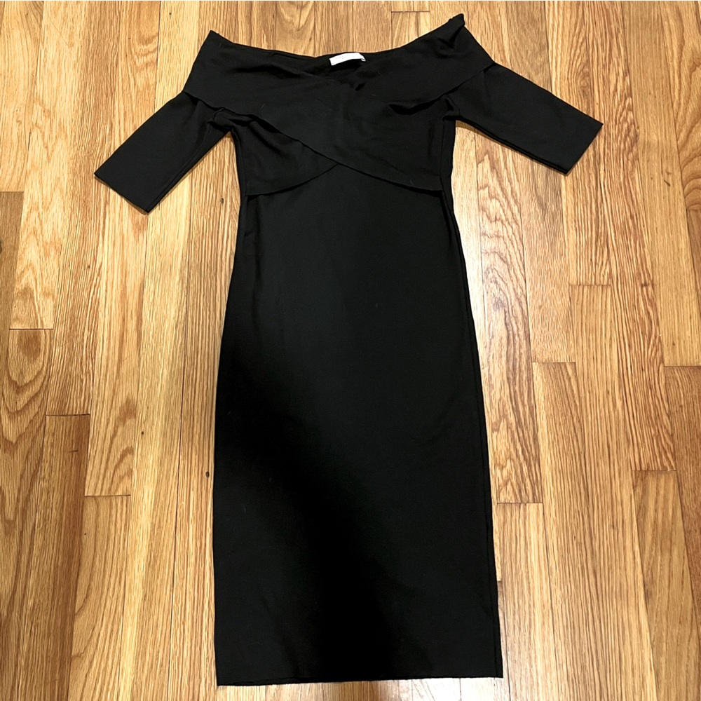 Zara Black Off The Shoulder 3/4 Sleeve Mini Dress Size Small